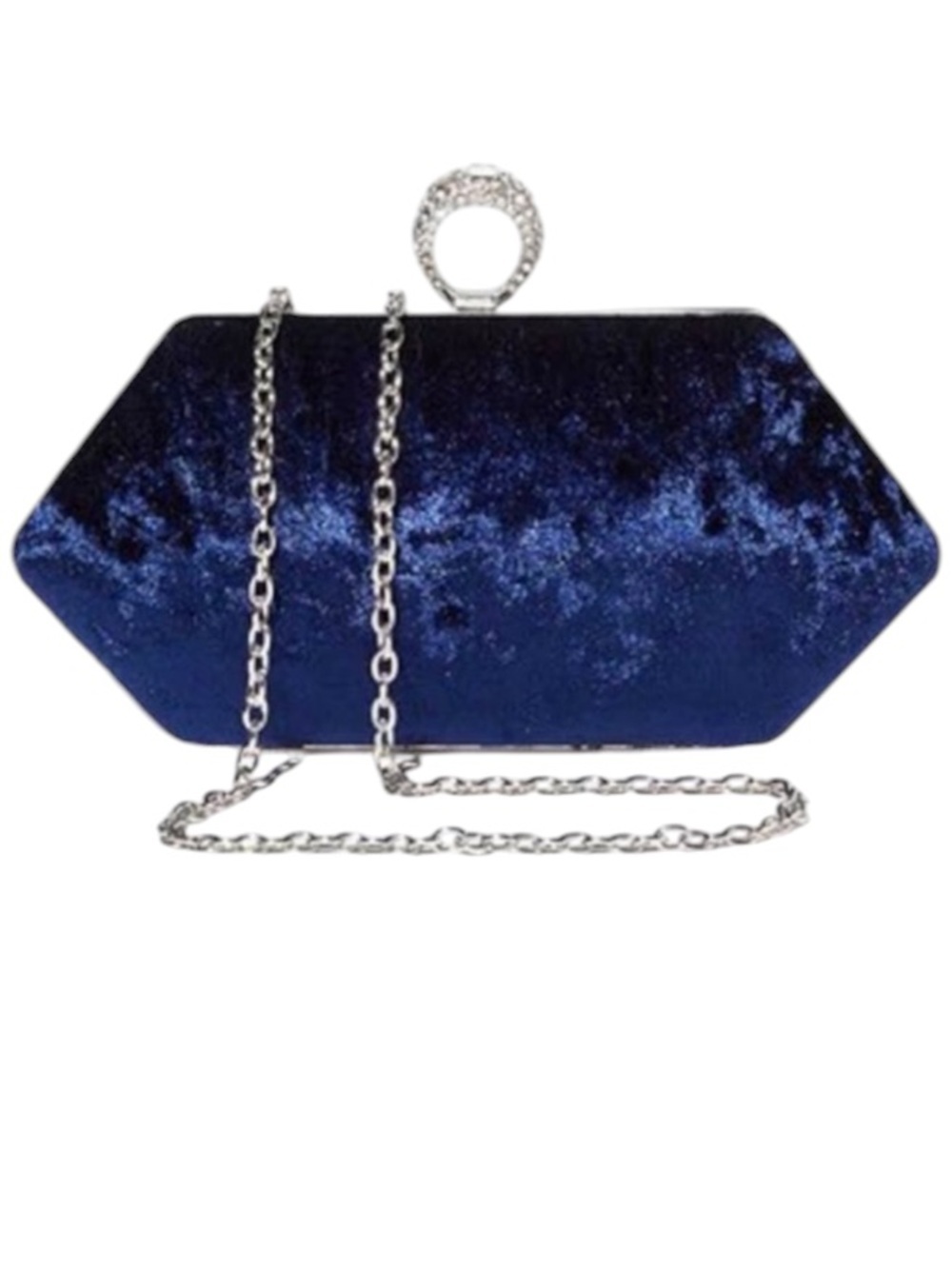 Blue Velvet Ring Clutch or Crossbody Bag